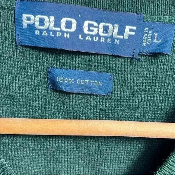 Vtg Ralph Lauren Polo Golf Sweater Vest, Hunter Green - Size L - CottonUSA - Picture 9 of 10